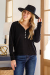 Nothing Better Rib Knit Pullover Top In Black