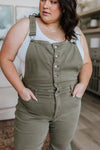 Judy Blue Olivia Control Top Release Hem Overalls in Olive