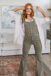 Judy Blue Olivia Control Top Release Hem Overalls in Olive