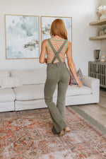 Judy Blue Olivia Control Top Release Hem Overalls in Olive