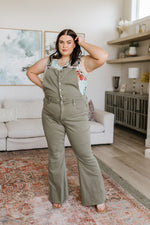 Judy Blue Olivia Control Top Release Hem Overalls in Olive