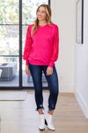 One Wild Night Sequin Sleeves Top In Fuchsia