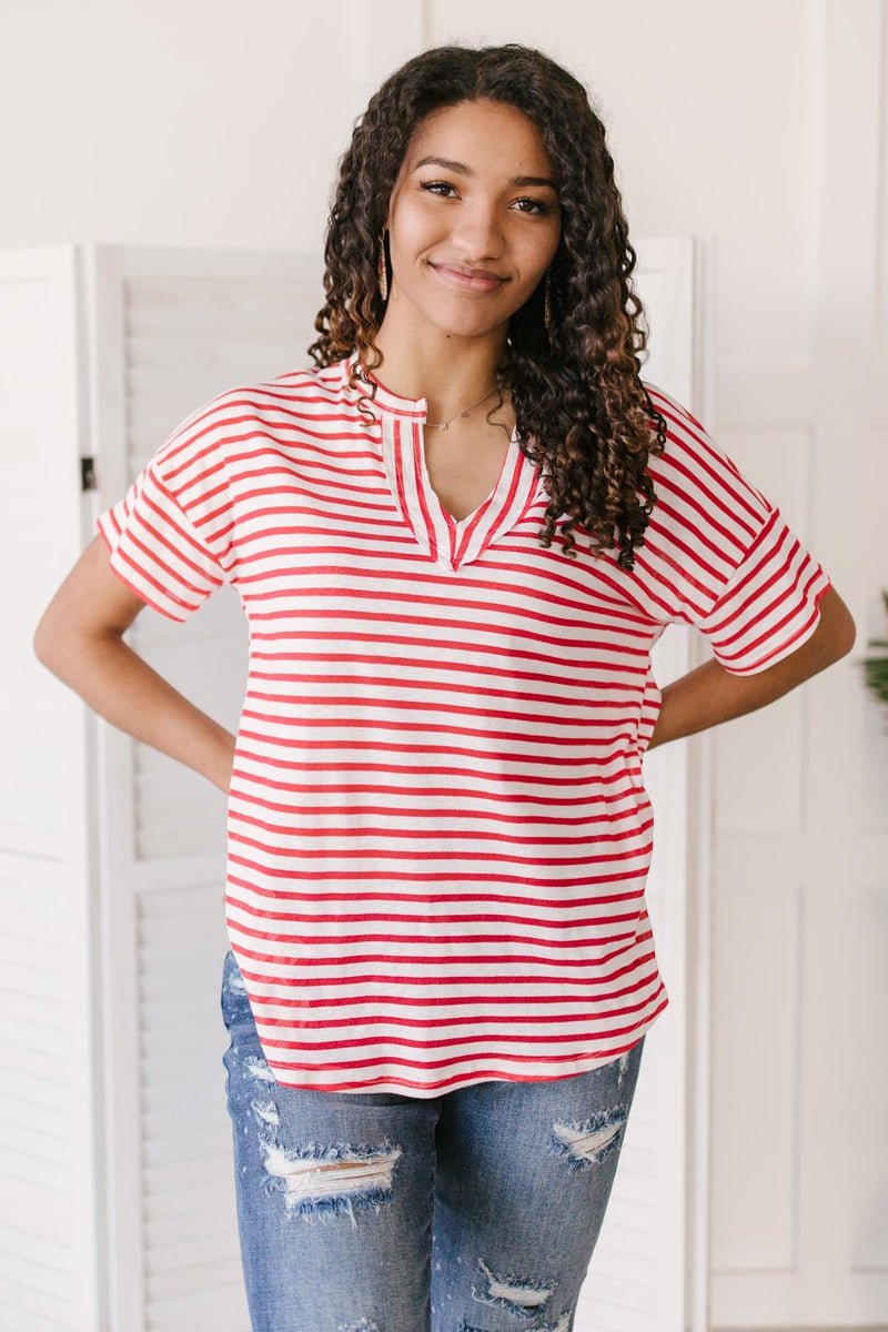 One and Only Stripes Top in Red