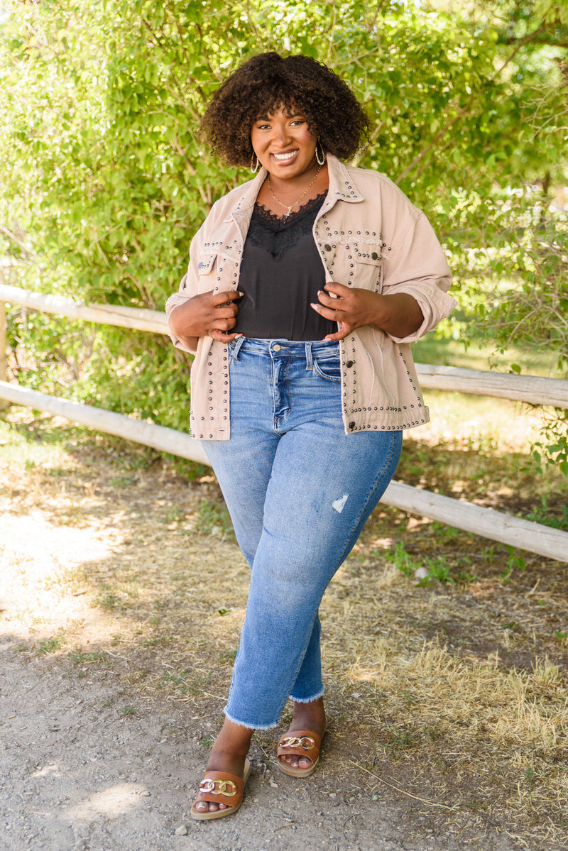 Outdoor Scenery Studded Jacket