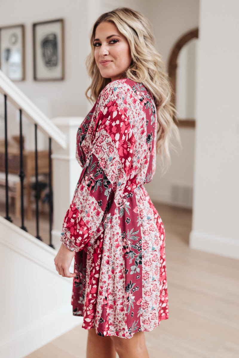 Perfectly Paired Print Dress in Magenta