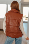 Persistence Pays Off Faux Leather Puffer Vest