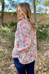 Floral Print Smocked Sleeve Blouse