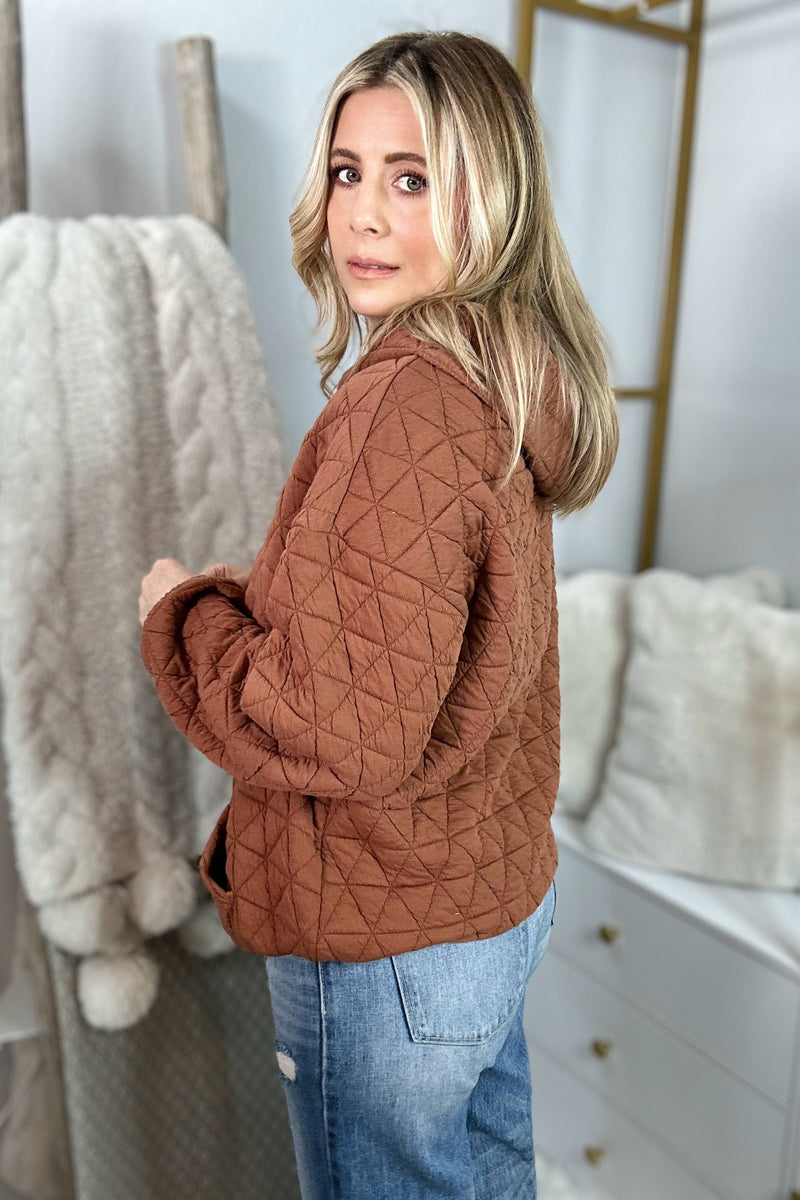 Anytime, Anywhere Quilted Hoodie, Caramel