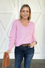 The Hillary V-Neck Sweater, Pink