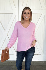 The Hillary V-Neck Sweater, Pink