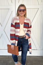 Feeling Fall-y Striped Sweater, Blue & Rust