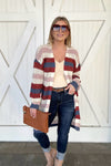 Feeling Fall-y Striped Sweater, Blue & Rust