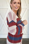 Feeling Fall-y Striped Sweater, Blue & Rust