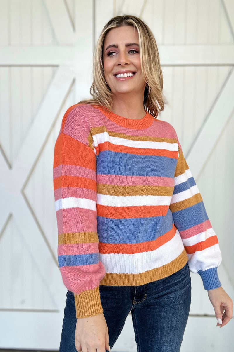 The Daniella Sweater, Pink Stripe