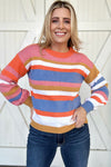 The Daniella Sweater, Pink Stripe