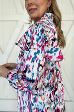 The Veronica Multicolor Print Ruffle Sleeve Blouse