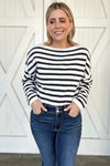 Black Striped Drop Shoulder Oversized Sweater