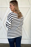 Black Striped Drop Shoulder Oversized Sweater