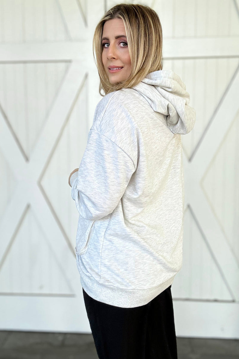 Double Flap Pocket Drawstring Hoodie Tunic