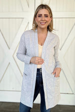 The One You Love Thermal Knit Cardigan in Grey