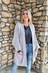 Crisp Air Oversized Fold Over Sleeve Sweater Cardigan Light Grey