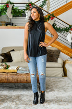 Photo Opt Sleeveless Blouse in Black