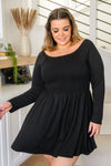 Picture Perfect Long Sleeve Skort Dress In Black