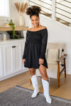 Picture Perfect Long Sleeve Skort Dress In Black