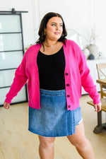 Pleasant Greetings V-Neck Cardigan in Fuchsia