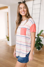 Coral & Stripes Top