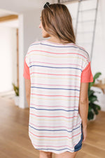 Coral & Stripes Top