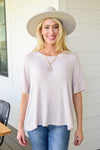 Relax Your Mind Ribbed Tee In Blush