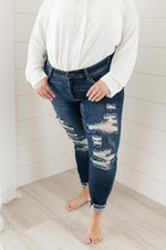 Judy Blue Ripped and Torn Dark Wash Jeans