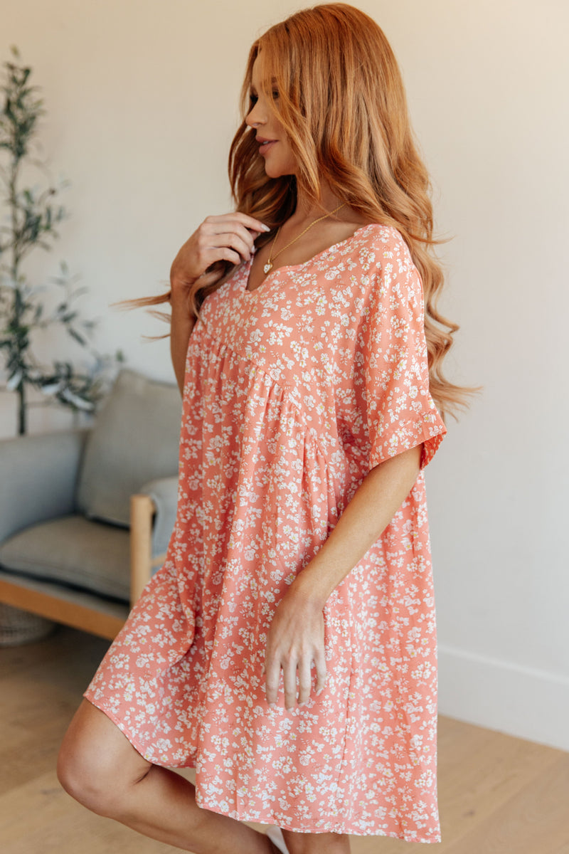 Rodeo Lights Dolman Sleeve Dress in Coral Floral