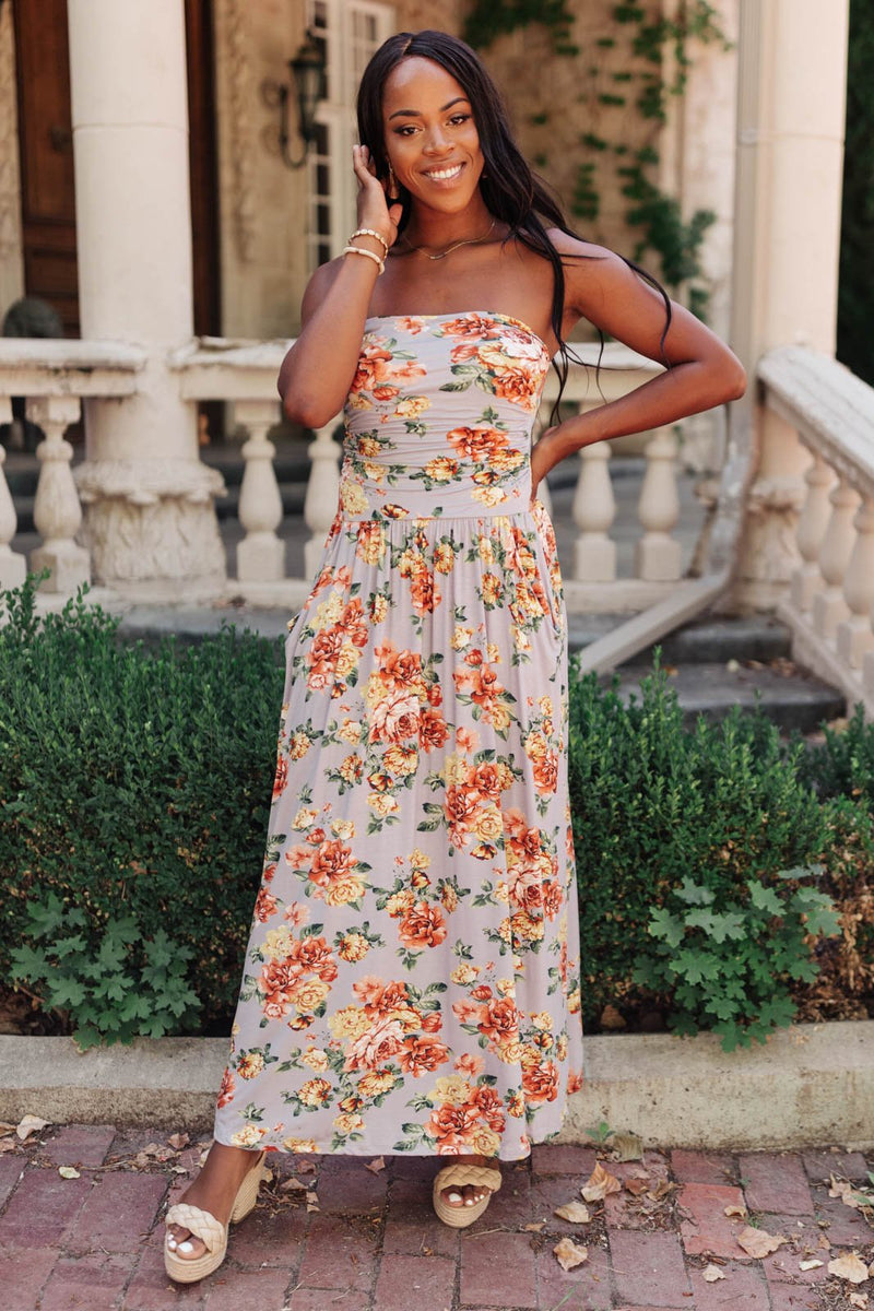 Romantic Roses Maxi Dress in Lavender