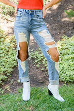 Judy Blue Sadie Vintage Straight Cut Destroy Jeans