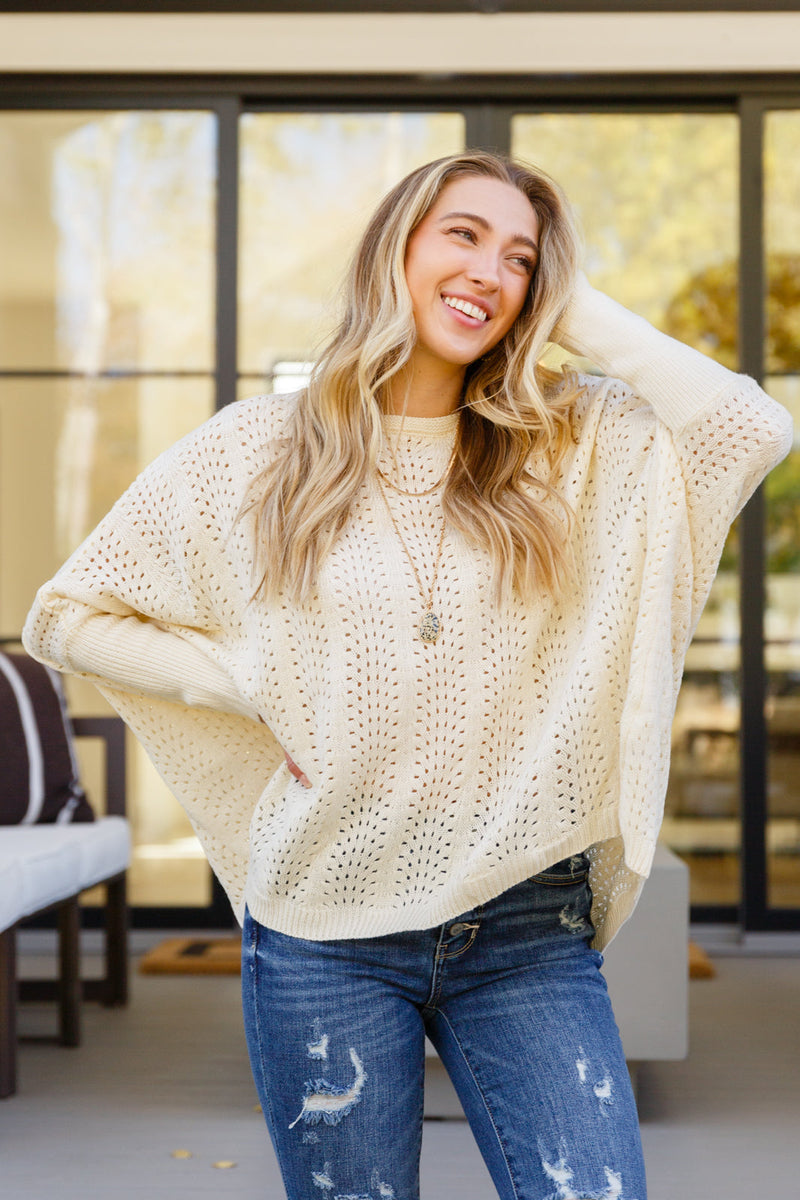 Seeing Patterns Loose Fit Knit Sweater In Cream