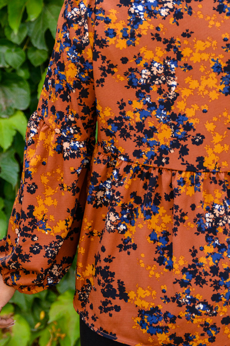 Sense Of Belonging Floral Blouse In Rust