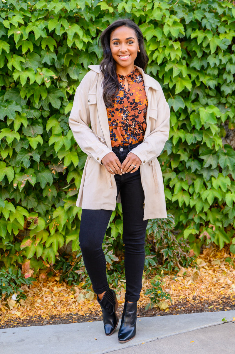 Sense Of Belonging Floral Blouse In Rust