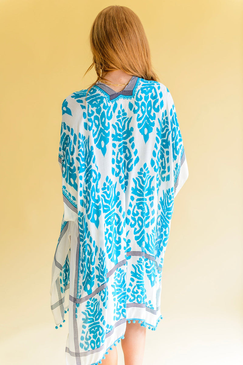 Side Trip Draped Kimono in Teal