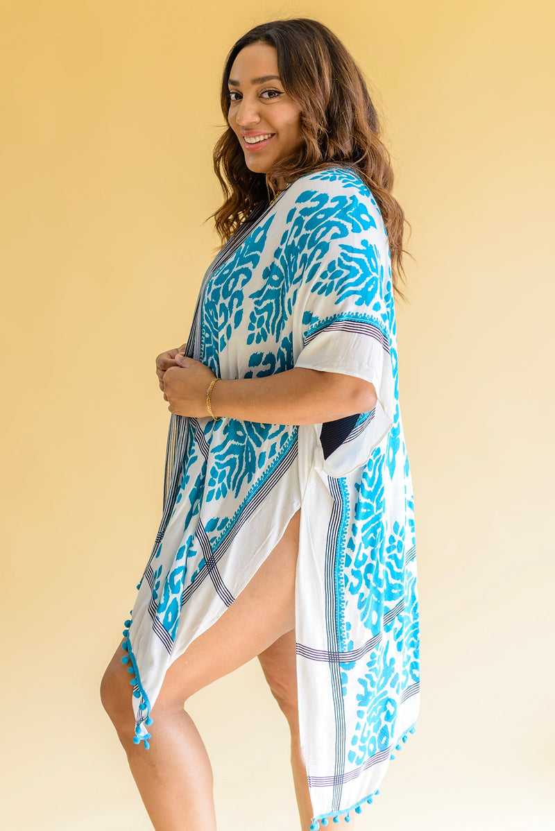 Side Trip Draped Kimono in Teal