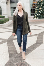 Sienna Sweater knit Cardigan In Olive