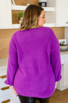 Sierra Long Sleeve Eyeleash Sweater Knit Top In Purple