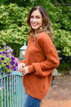 Sierra Eyelash Sweater Knit Top In Rust