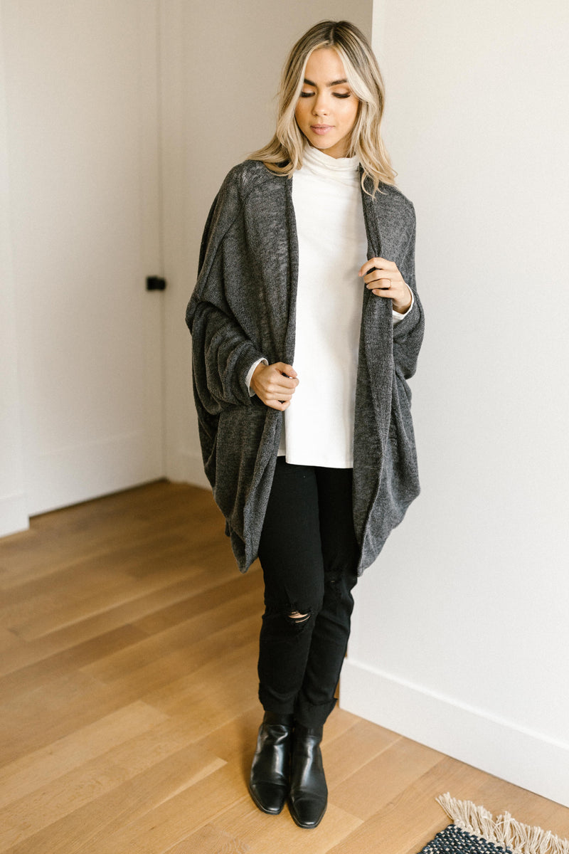 Slouchy Vibe Cardigan in Charcoal