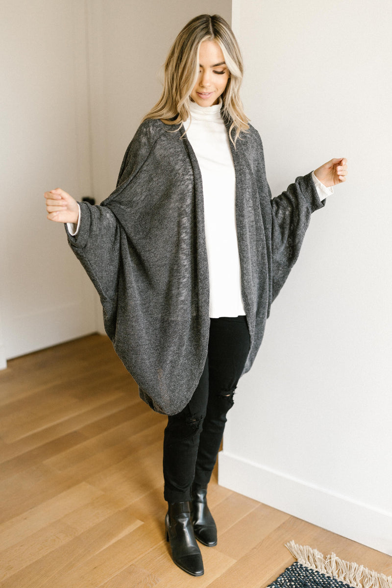 Slouchy Vibe Cardigan in Charcoal