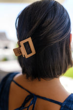 Small Square Claw Clip in Light Brown