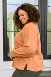 Speak Sweetly Textured Knit Top With Buttons In Rust