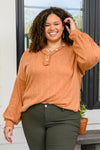 Speak Sweetly Textured Knit Top With Buttons In Rust