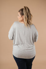 Split The Check Top In Heather Gray